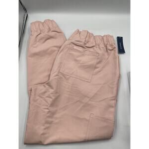 NEW JAANUU Women's Drawstring Essential Multi-Pocket Scrub Jogger Pink Sz MP